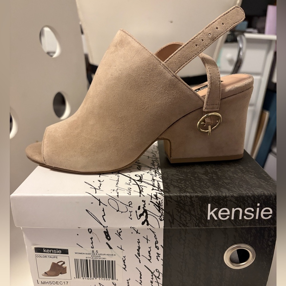 Kensie Suede Peep-toe Sling-back Heels